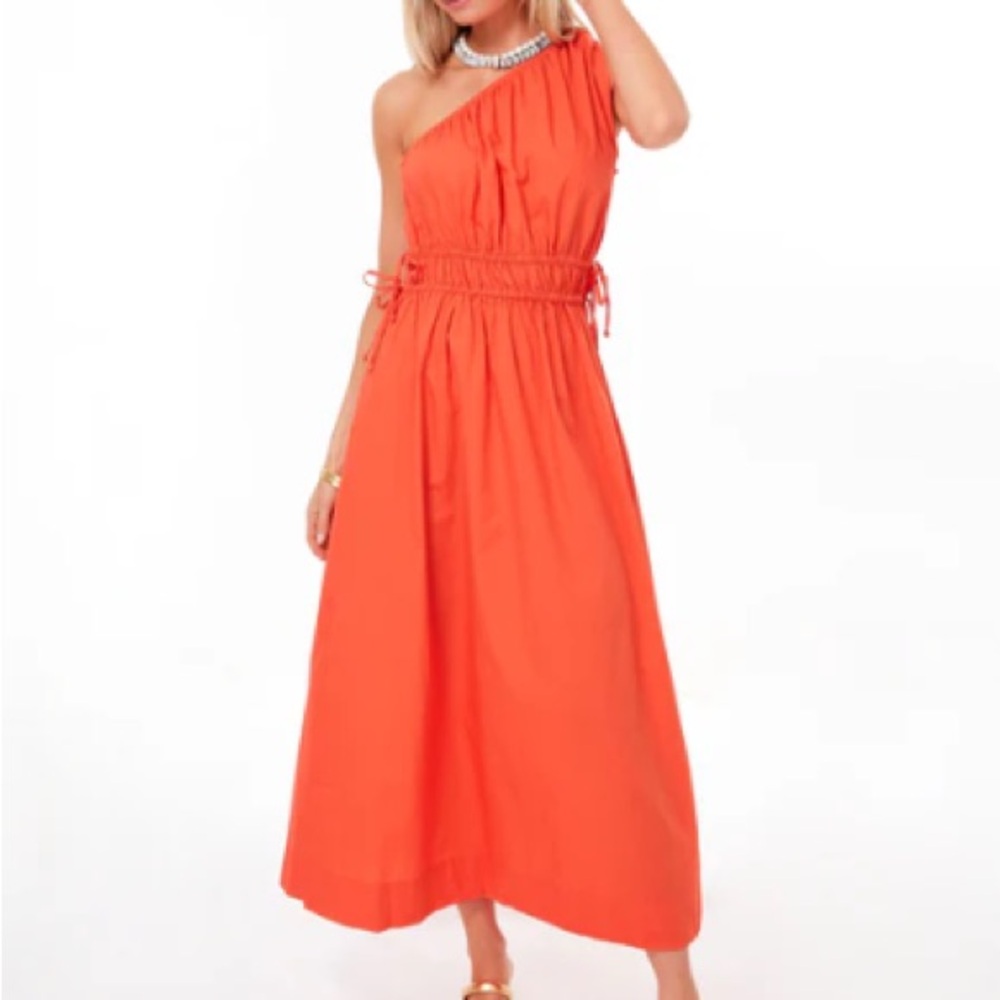 Faithfull the Brand One-Shoulder Dress in Vibrant Orange
